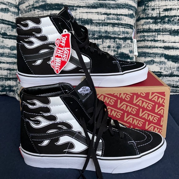 Vans Sk8-Hi Flame Black/White MENS - Picture 2 of 16